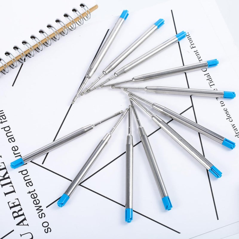 DunBong Blue Ink Refill Pack of 5, Replaceable Ballpoint Pen Refills, Medium Point Metal Refill (Blue) - Image 5